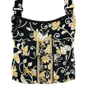 Vera Bradley English Meadow Black and Yellow Shoulder Crossbody Bag